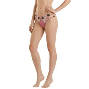 Fleur du Mal Jardin Stunning Floral Embroidery Thong, 4/L